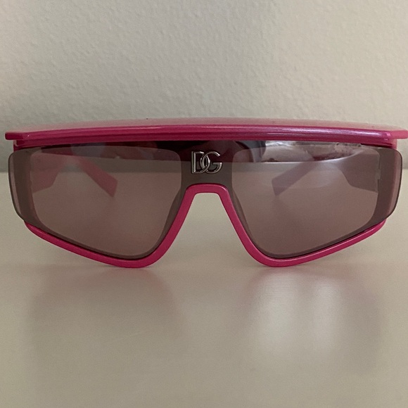 Dolce & Gabbana Pink Shield Sunglasses with removable magnetic visor